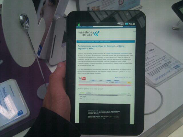 Navegando desde la Galaxy Tab