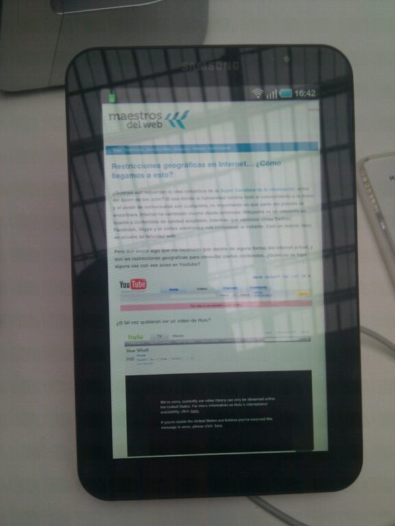 Navegando desde la Galaxy Tab