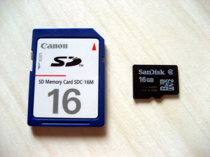 SD de 16MB y microSD de 16GB