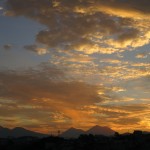 Your tipical sunset with Agua, Fuego and Acatenango volcanoes